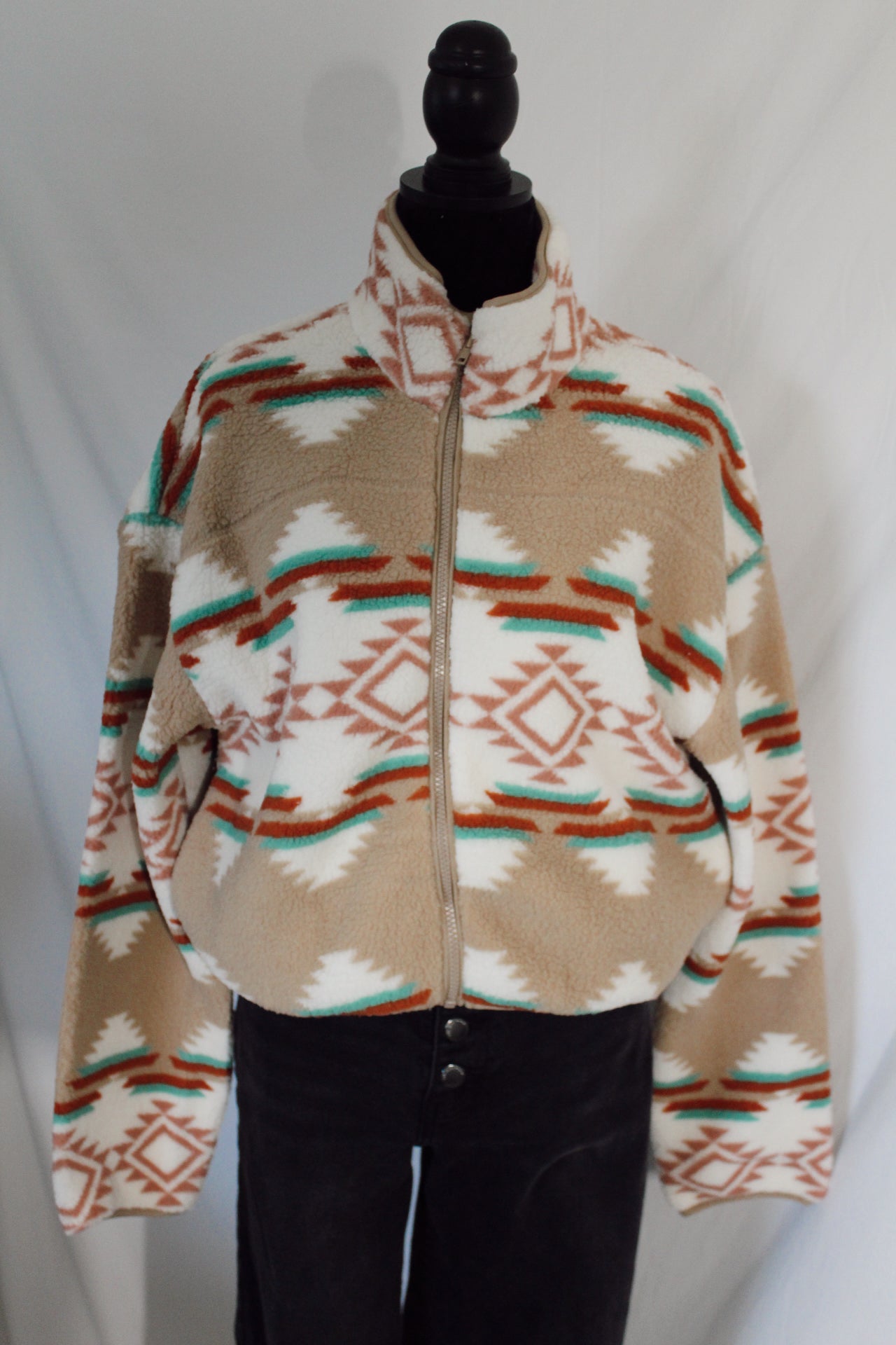 Aztec Sherpa Cropped Jacket