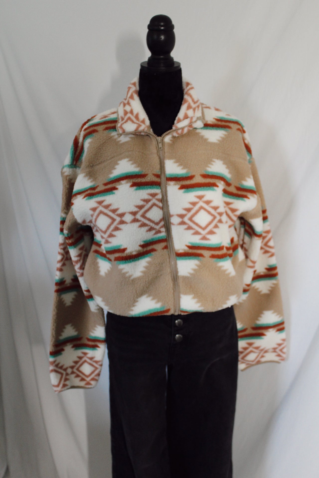 Aztec Sherpa Cropped Jacket